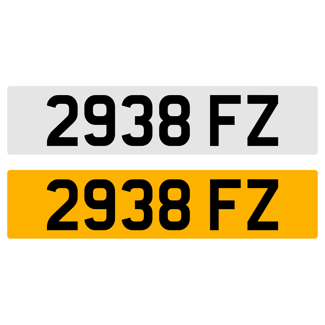 2938 FZ Number Plate Numberplate Cherished Dateless Northern Irish NI