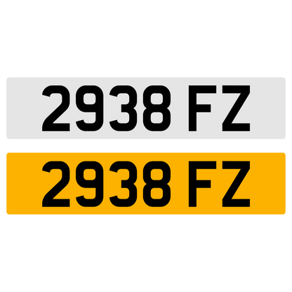 2938 FZ Number Plate Numberplate Cherished Dateless Northern Irish NI