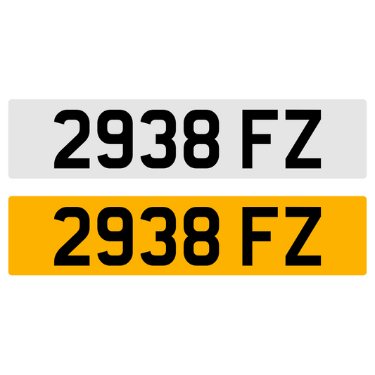 2938 FZ Number Plate Numberplate Cherished Dateless Northern Irish NI