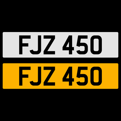 FJZ 450 Number Plate Numberplate Registration Cherished Dateless Northern Irish Ni