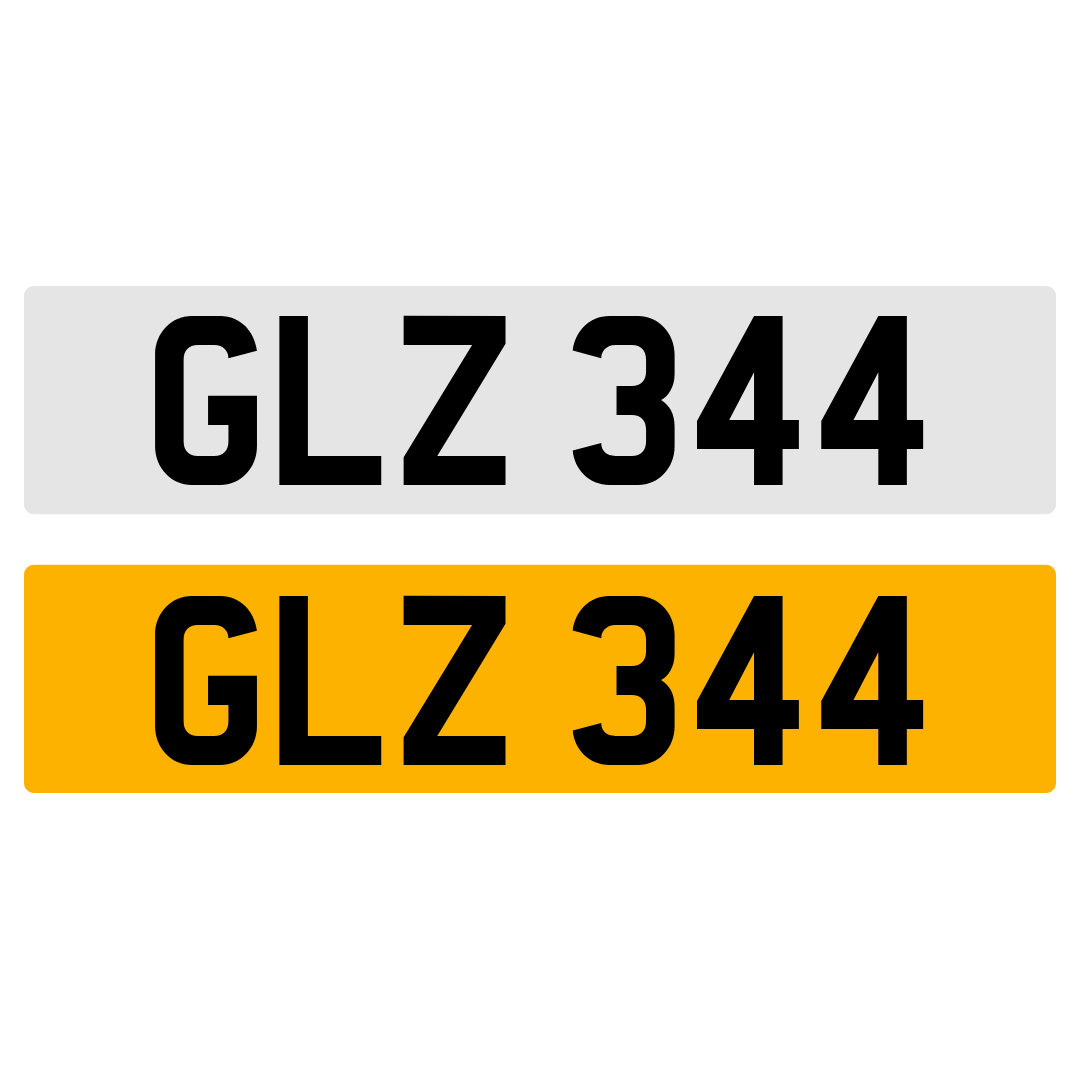 GLZ 344 Number Plate Numberplate Registration Cherished Dateless Northern Irish NI 3X3