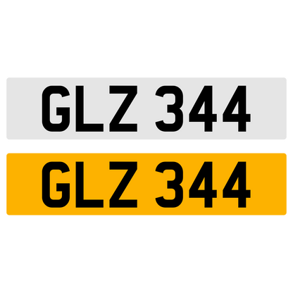 GLZ 344 Number Plate Numberplate Registration Cherished Dateless Northern Irish NI 3X3