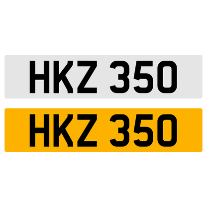 HKZ 350 Number Plate Numberplate Registration Cherished Dateless Northern Irish NI 3X3