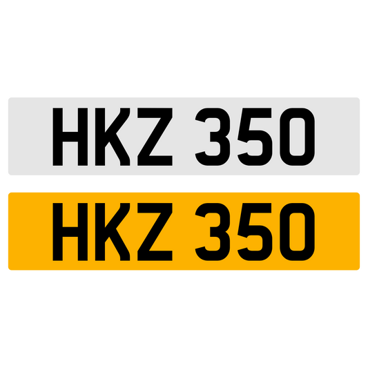 HKZ 350 Number Plate Numberplate Registration Cherished Dateless Northern Irish NI 3X3