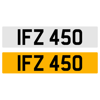 IFZ 450 Number Plate Numberplate Registration Cherished Dateless Northern Irish NI 3X3