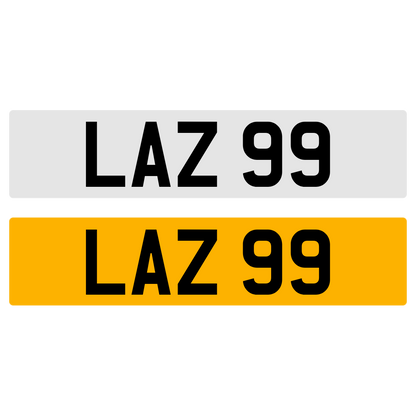 LAZ 99 Number Plate Numberplate Registration Cherished Dateless Northern Irish NI