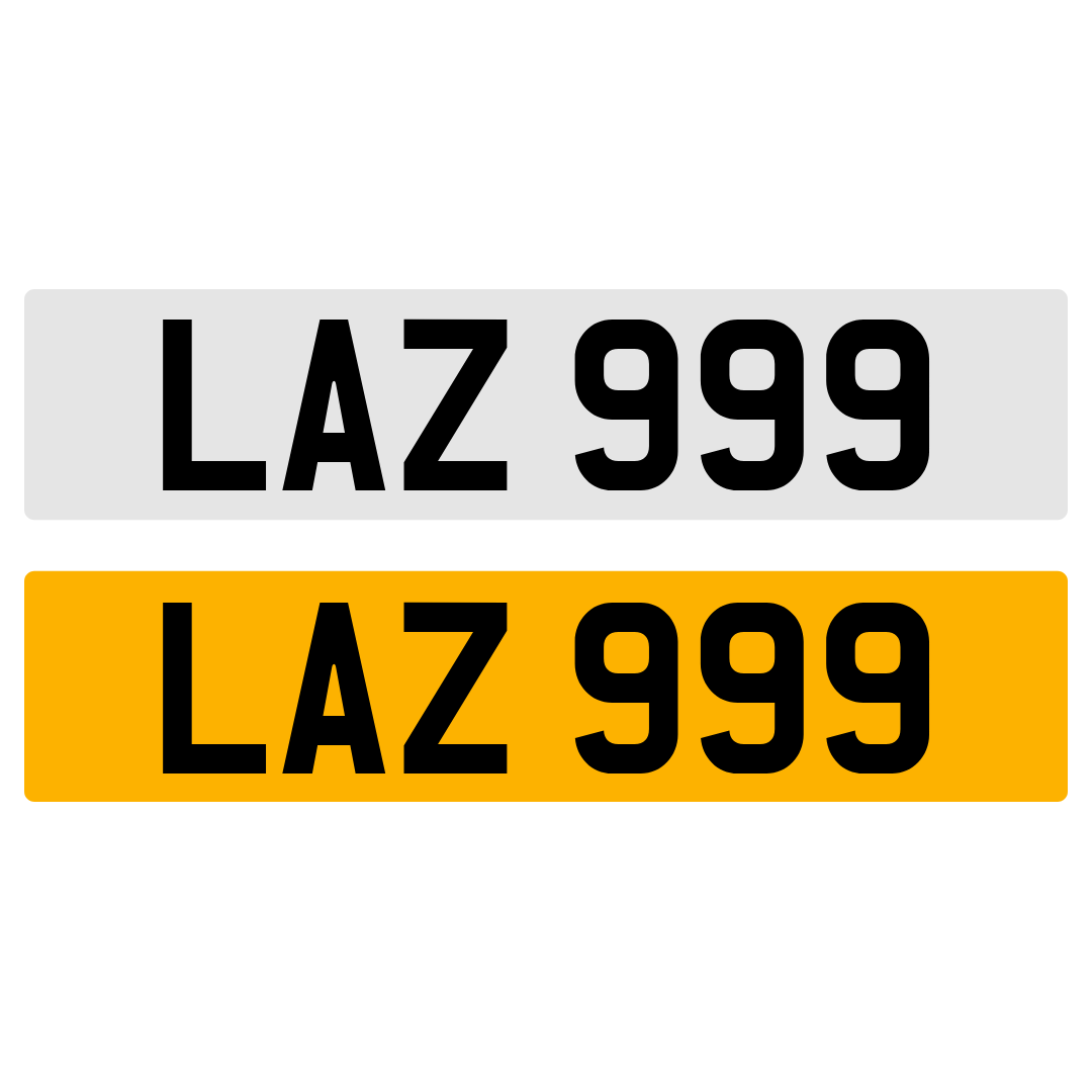 LAZ 999 Number Plate Numberplate Registration Cherished Dateless Northern Irish NI