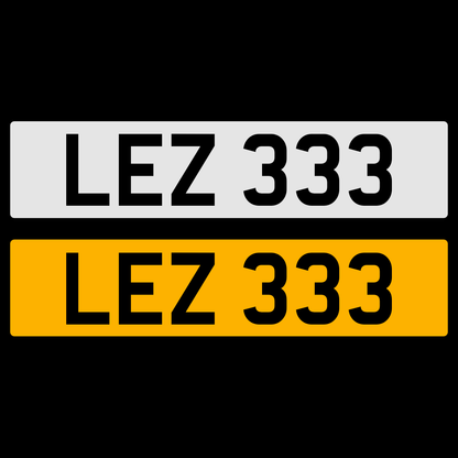LEZ 333 Number Plate Numberplate Registration Cherished Dateless Northern Irish NI