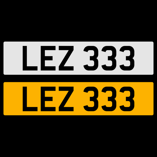 LEZ 333 Number Plate Numberplate Registration Cherished Dateless Northern Irish NI