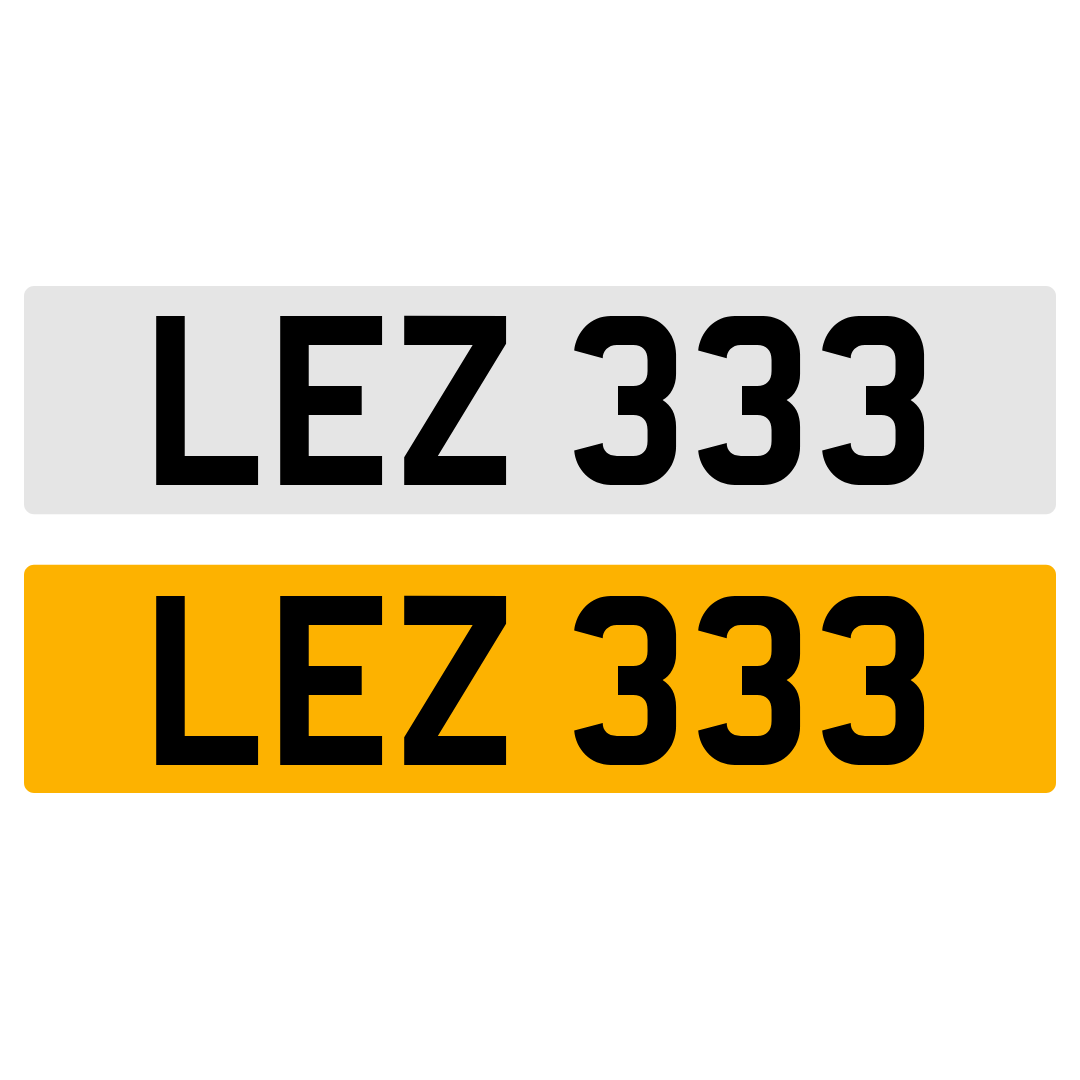 LEZ 333 Number Plate Numberplate Registration Cherished Dateless Northern Irish NI