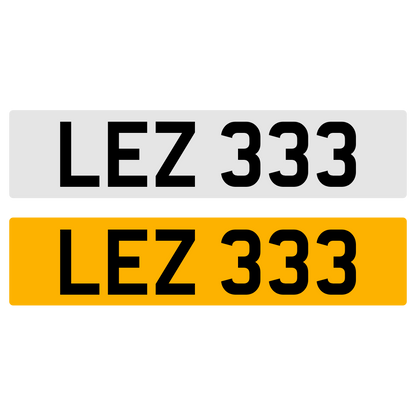 LEZ 333 Number Plate Numberplate Registration Cherished Dateless Northern Irish NI