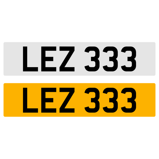 LEZ 333 Number Plate Numberplate Registration Cherished Dateless Northern Irish NI