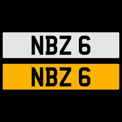NBZ 6 NUMBER PLATE REGISTRATION NUMBERPLATE CHERISHED DATELESS NORTHERN IRISH NI