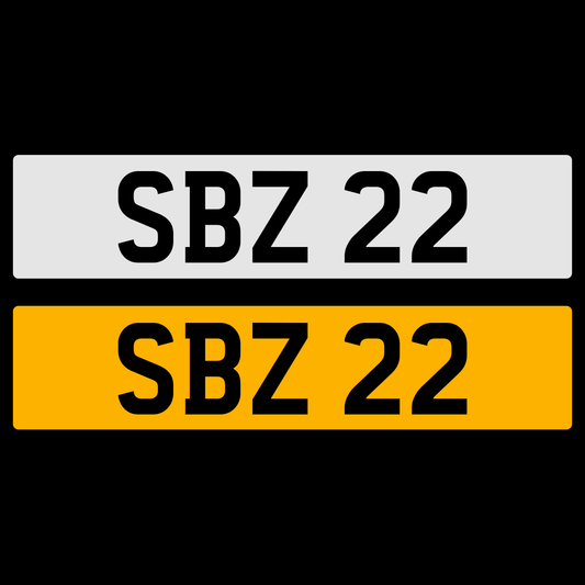 SBZ 22 NUMBER PLATE REGISTRATION NUMBERPLATE CHERISHED DATELESS NORTHERN IRISH NI
