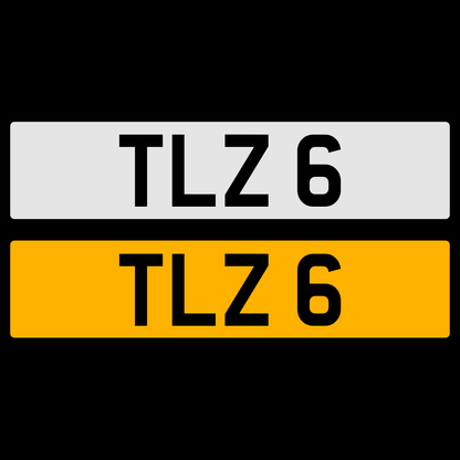 TLZ 6 NUMBER PLATE REGISTRATION NUMBERPLATE CHERISHED DATELESS NORTHERN IRISH NI