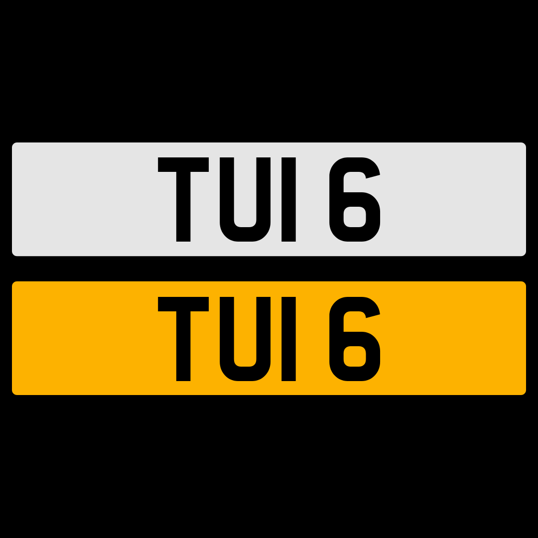 TUI 6 NUMBER PLATE REGISTRATION NUMBERPLATE CHERISHED DATELESS NORTHERN IRISH NI