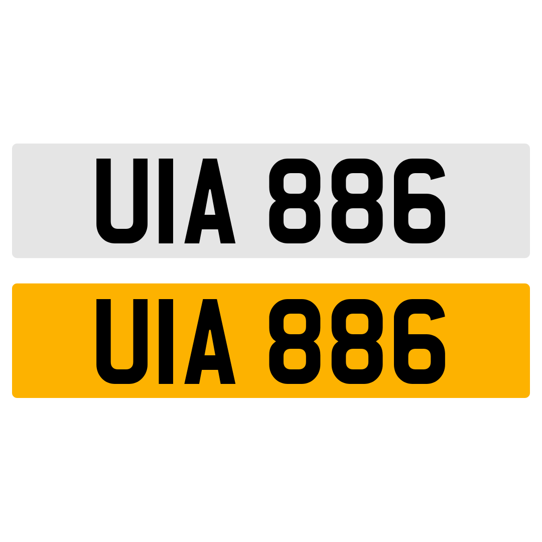 UIA 886 Number Plate Numberplate Registration Cherished Dateless Northern Irish NI