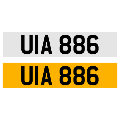 UIA 886 Number Plate Numberplate Registration Cherished Dateless Northern Irish NI