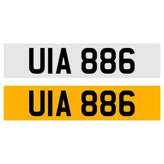 UIA 886 Number Plate Numberplate Registration Cherished Dateless Northern Irish NI