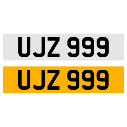 UJZ 999 Number Plate Registration Numberplate Cherished Dateless Northern Irish NI