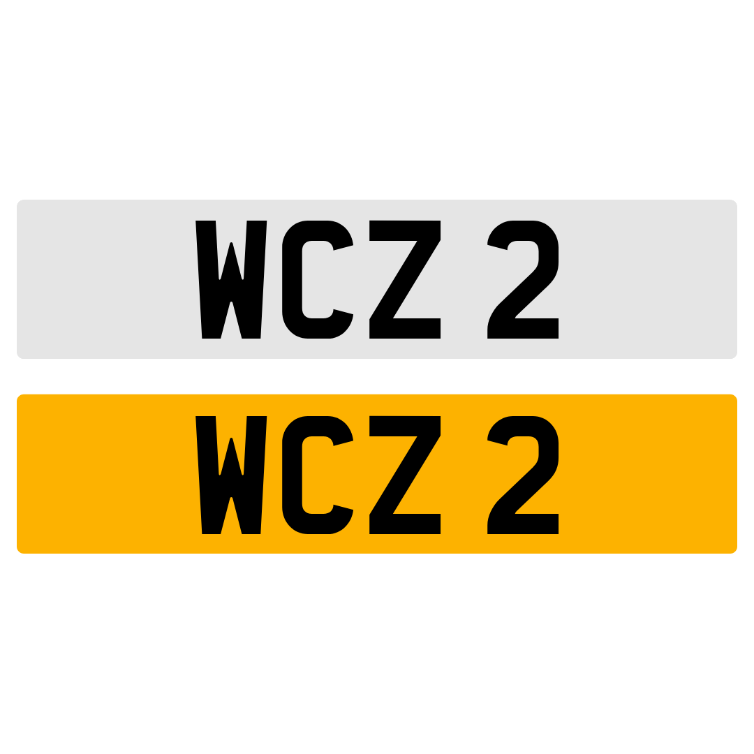 WCZ 2 Number Plate Registration Numberplate Cherished Dateless Northern Irish NI