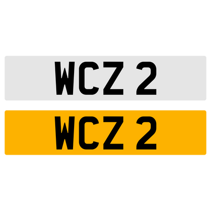 WCZ 2 Number Plate Registration Numberplate Cherished Dateless Northern Irish NI