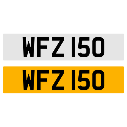 WFZ 150 Number Plate Numberplate Registration Cherished Dateless Northern Irish Ni