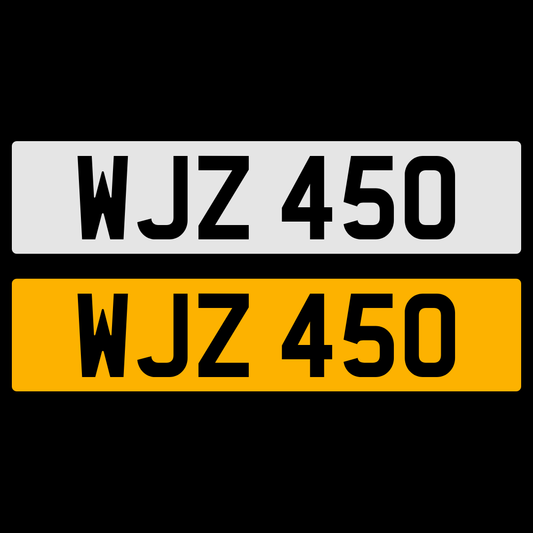 WJZ 450 Number Plate Numberplate Registration Cherished Dateless Northern Irish Ni