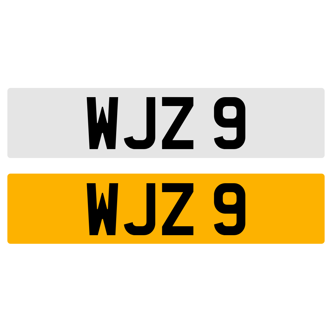 WJZ 9 Number Plate Registration Numberplate Cherished Dateless Northern Irish NI