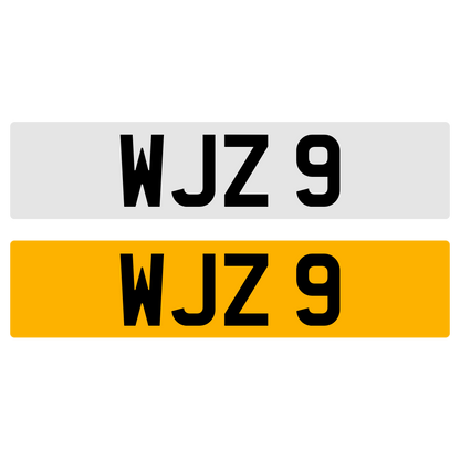 WJZ 9 Number Plate Registration Numberplate Cherished Dateless Northern Irish NI