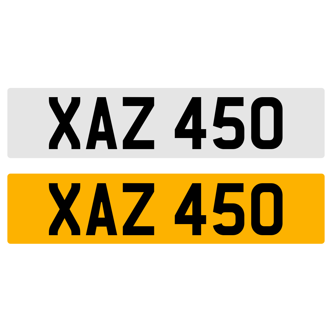 XAZ 450 Number Plate Numberplate Registration Cherished Dateless Northern Irish NI 3X3