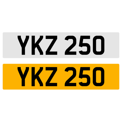 YKZ 250 Number Plate Registration Numberplate Cherished Dateless Northern Irish NI